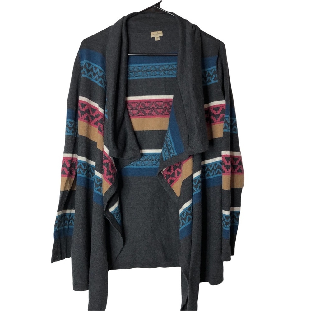Chip & Pepper Gray and Multi Stripe Cardigan Size S/M